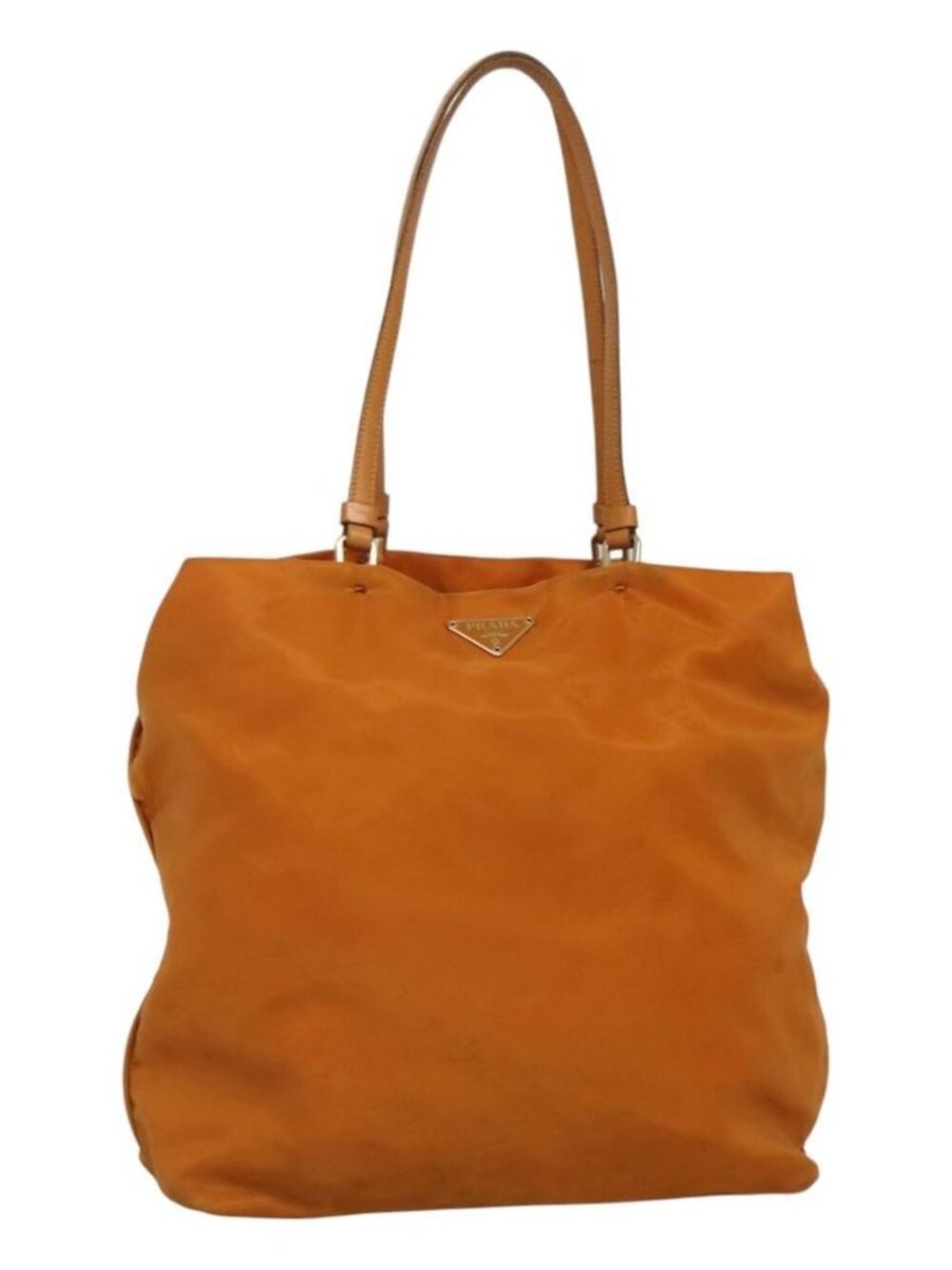 PRADA Shoulder Bag Nylon Orange Gold Auth EC663